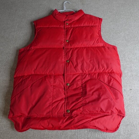 Vintage LL Bean Vest Large Red Puffer Quilted Down Filled Made in USA - Picture 1 of 13